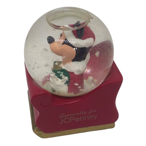 Disney Mickey Mouse Snow Globe 2003 Santa Sleigh JCPenney Exclusive - Picture 10 of 12